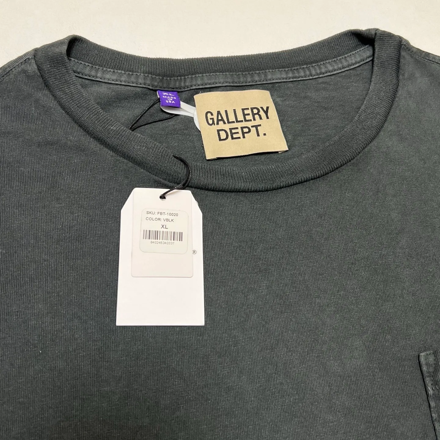 GALLERY DEPT. FLYING BRAIN POCKET TEE/WASHED BLACK Flying Brain Pocket TEE Washed Black S-XL Cylindrical Side Seam Seamless Genuine Fabric Heavy Industry Heavy Washing Garment Dyeing Bones with a Distinctive Old Feel Original American Loose Fit God Tailoring Original Same Main Mark/Washing Mark/Origin Mark
